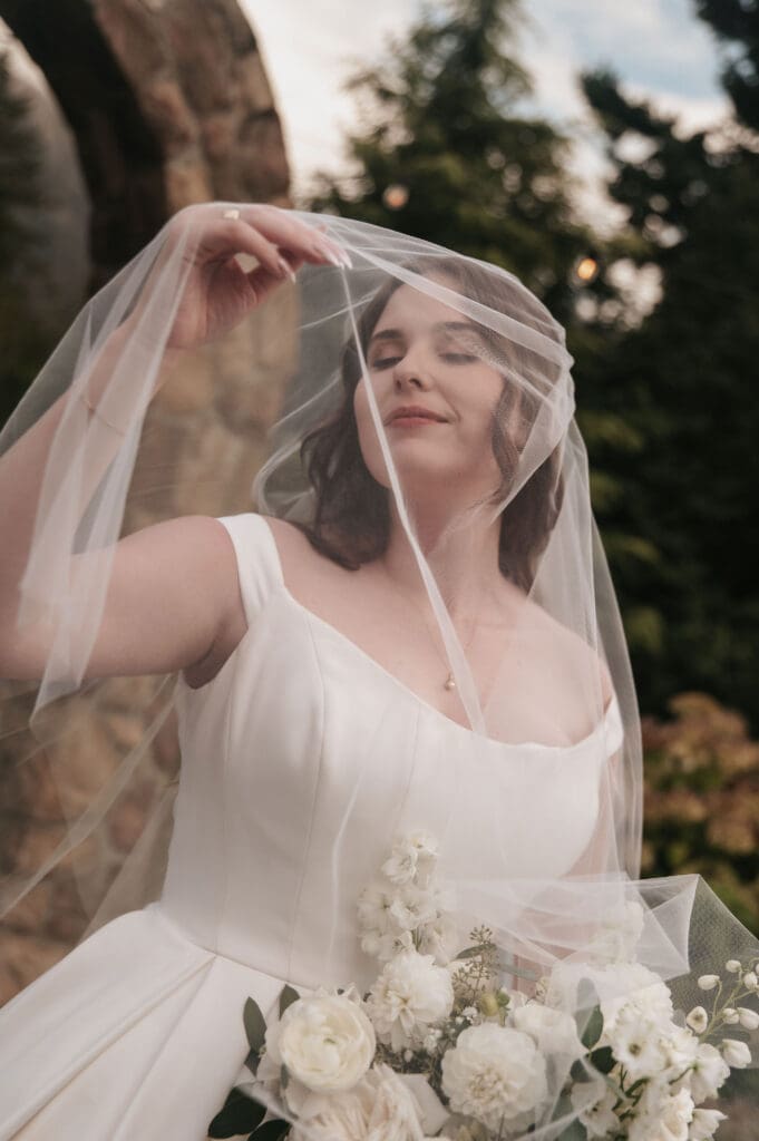 Artistic bridal veil portrait captured during Cape Horn Estate wedding day