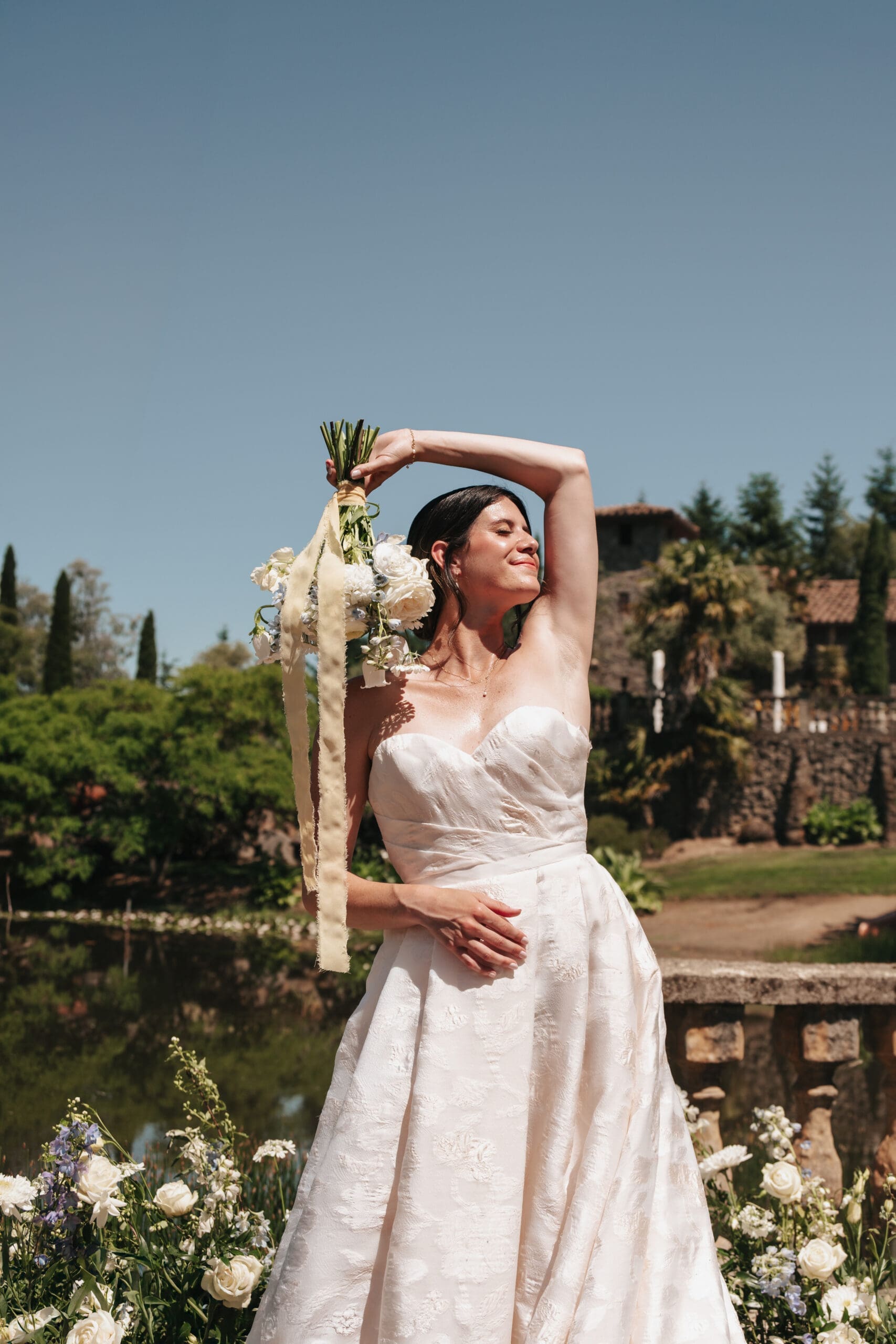 Elegant bridal portrait at Villa Catalana Cellars luxury wedding venue near Portland, Oregon.