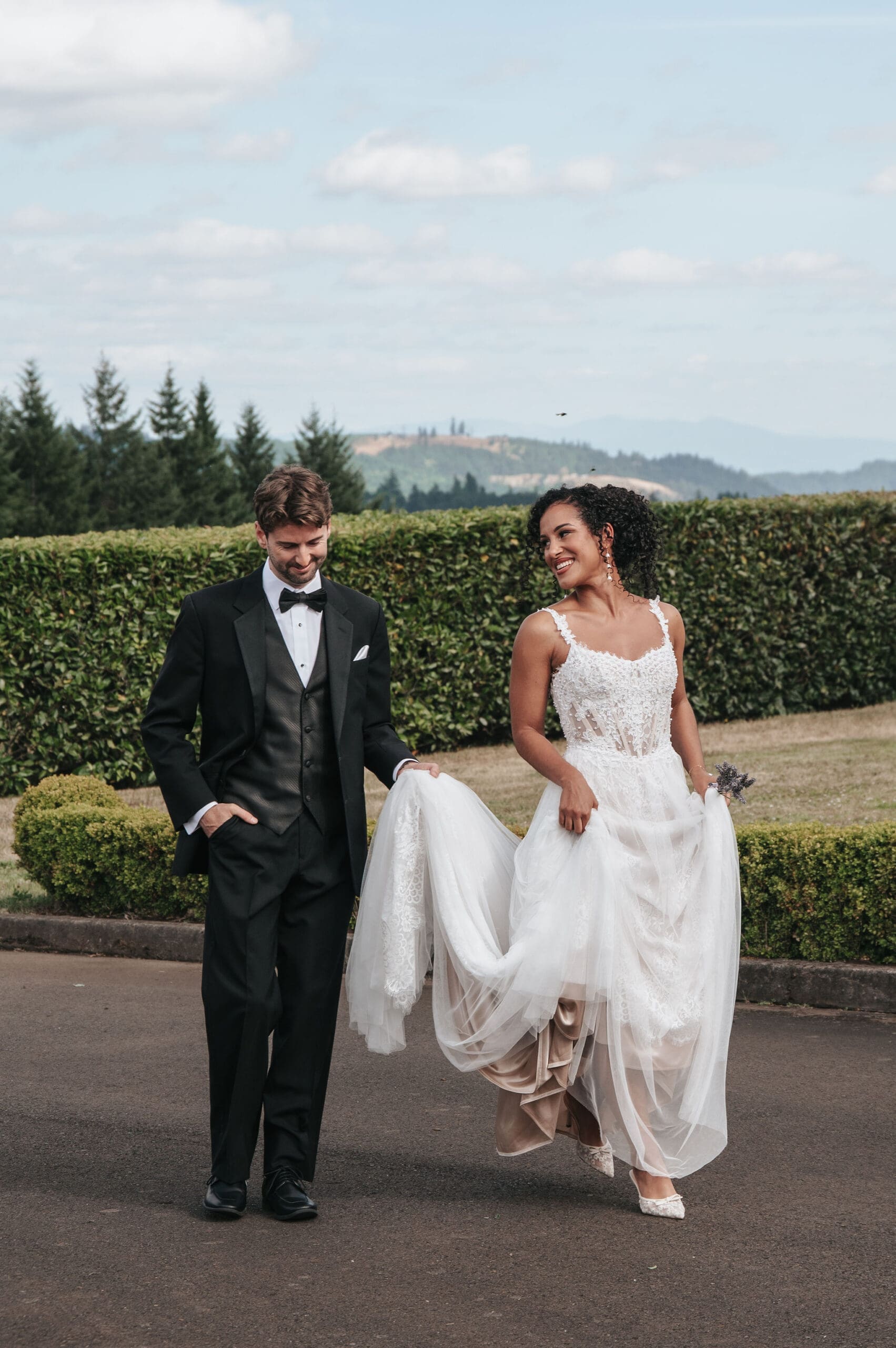 Bride and groom at HappiMiss Lavender wedding