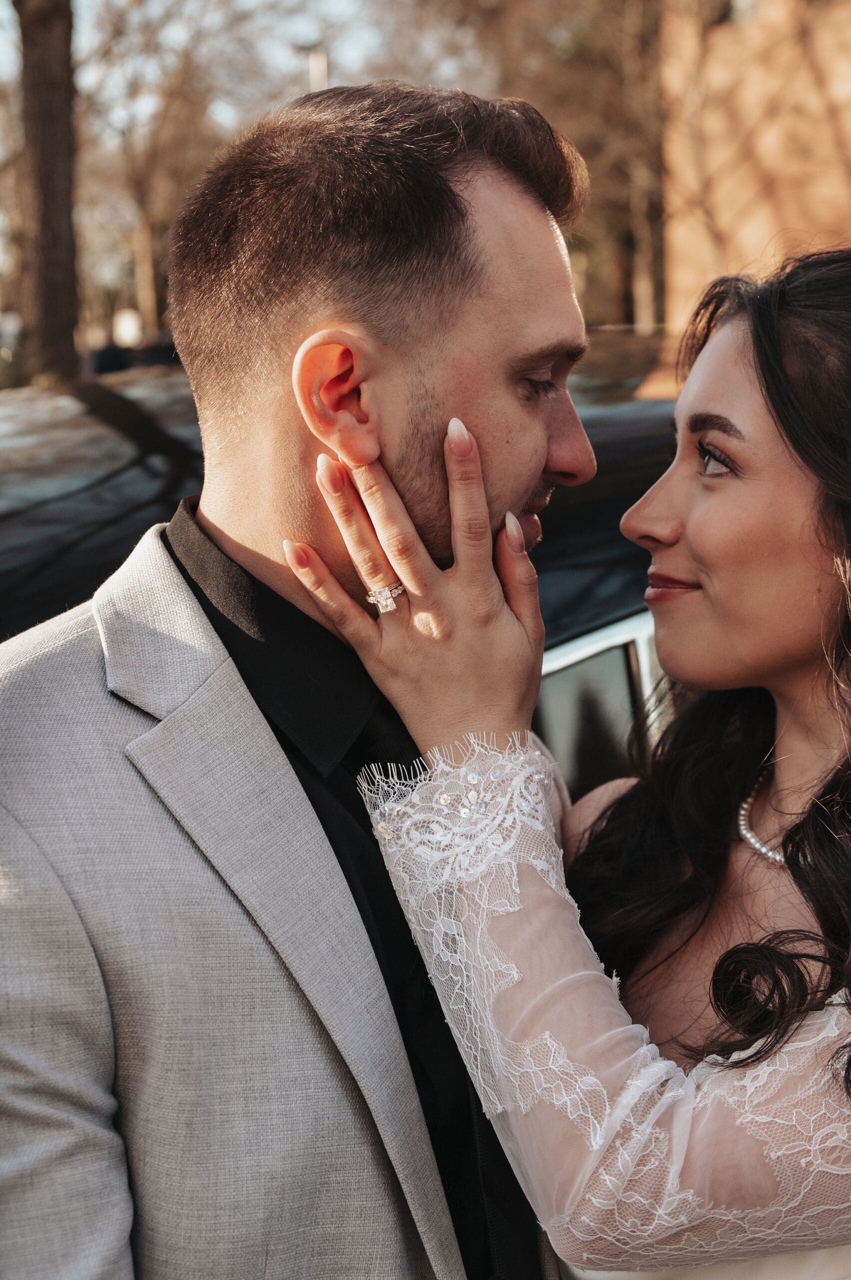 Bride and groom embrace after their Seattle Courthouse wedding ceremony