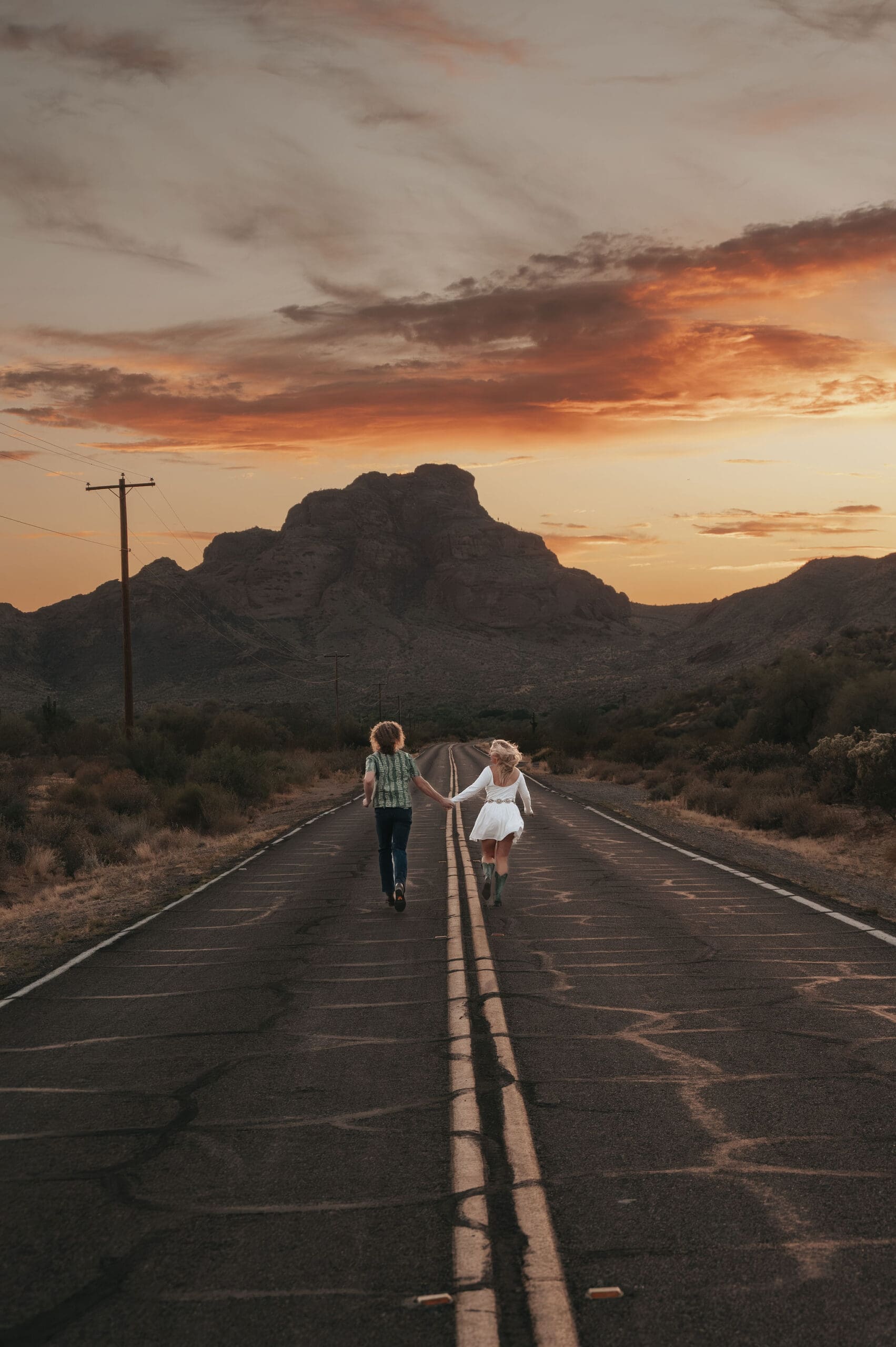 Couple at sunset during their Phon D Sutton engagement photos