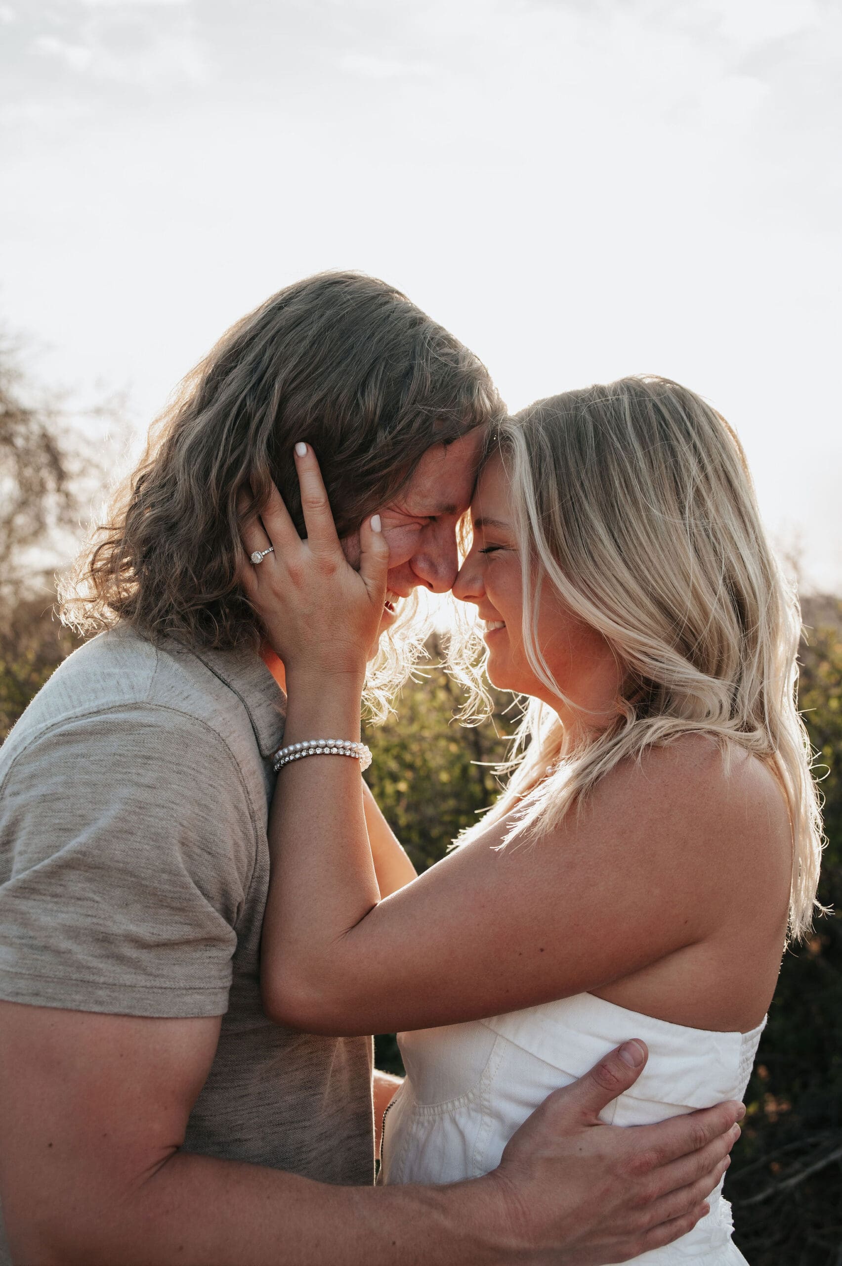 Couple embraces during their Phon D Sutton engagement photos